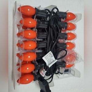 HALLOWEEN Outdoor Indoor String Lights 25ft 5ct Transparent Orange C7 5W Bulb.